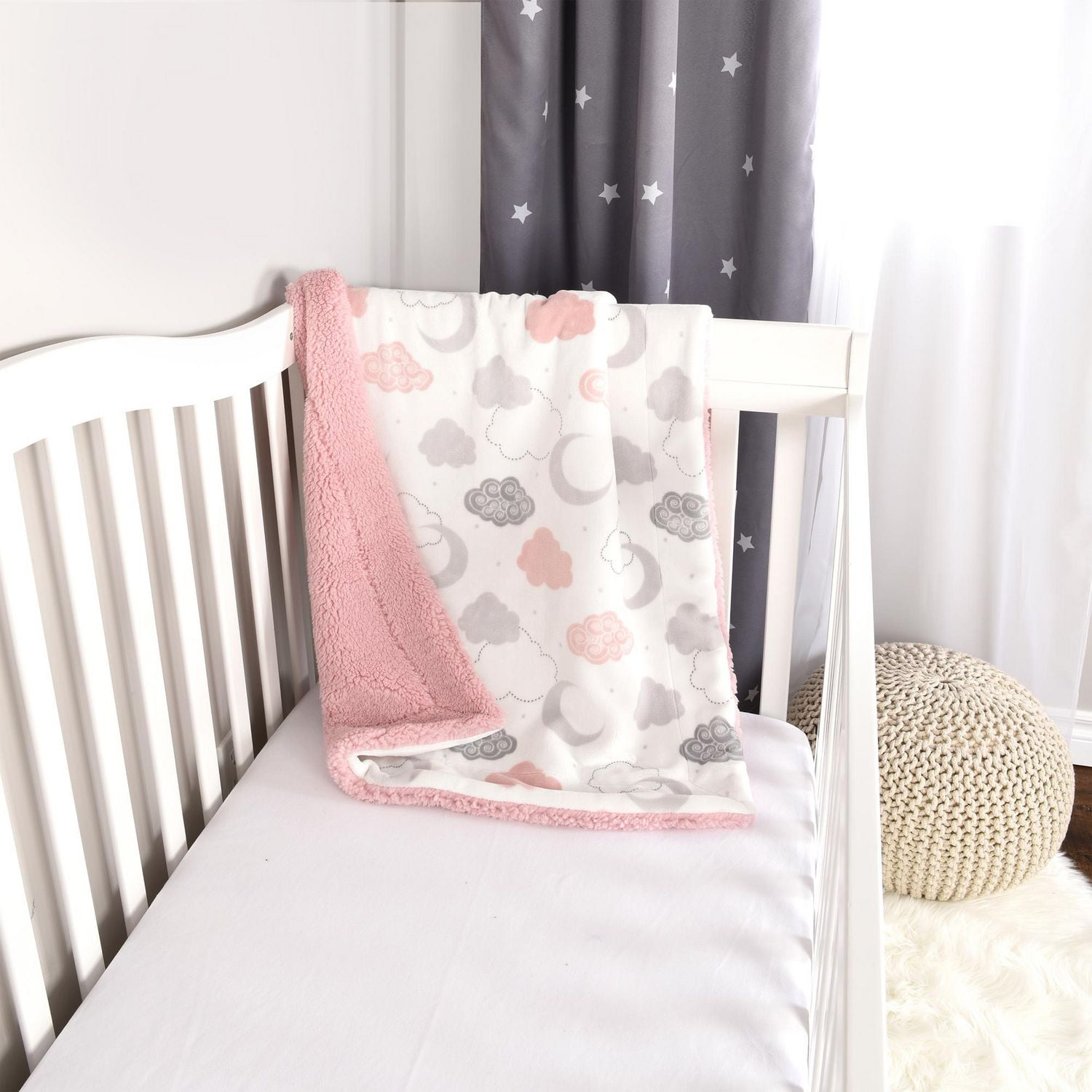 Baby's First By Nemcor Ultimate Sherpa Baby Blanket Pink Cloud Design