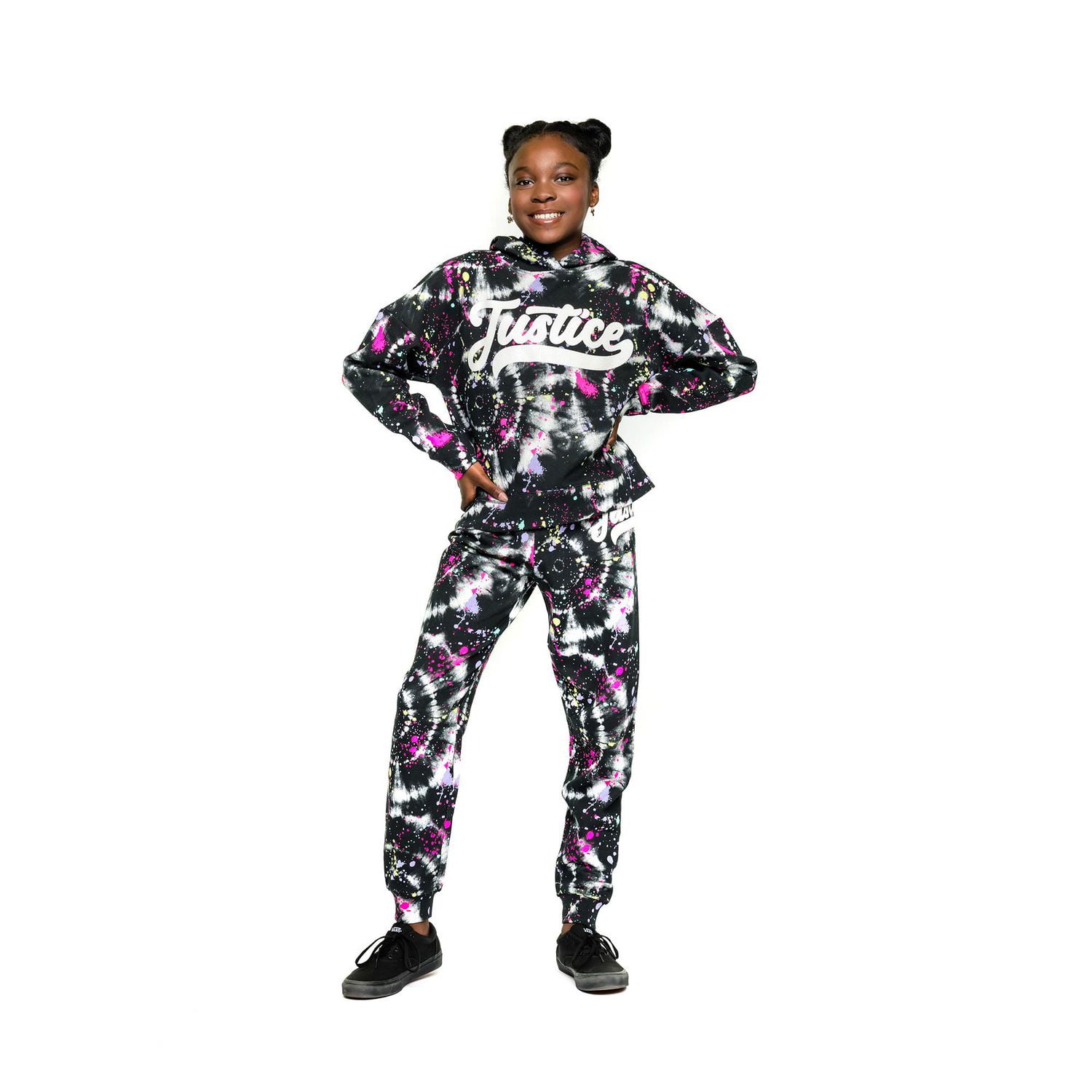 Sweat à capuche à manches longues éclaboussé Justice Girls