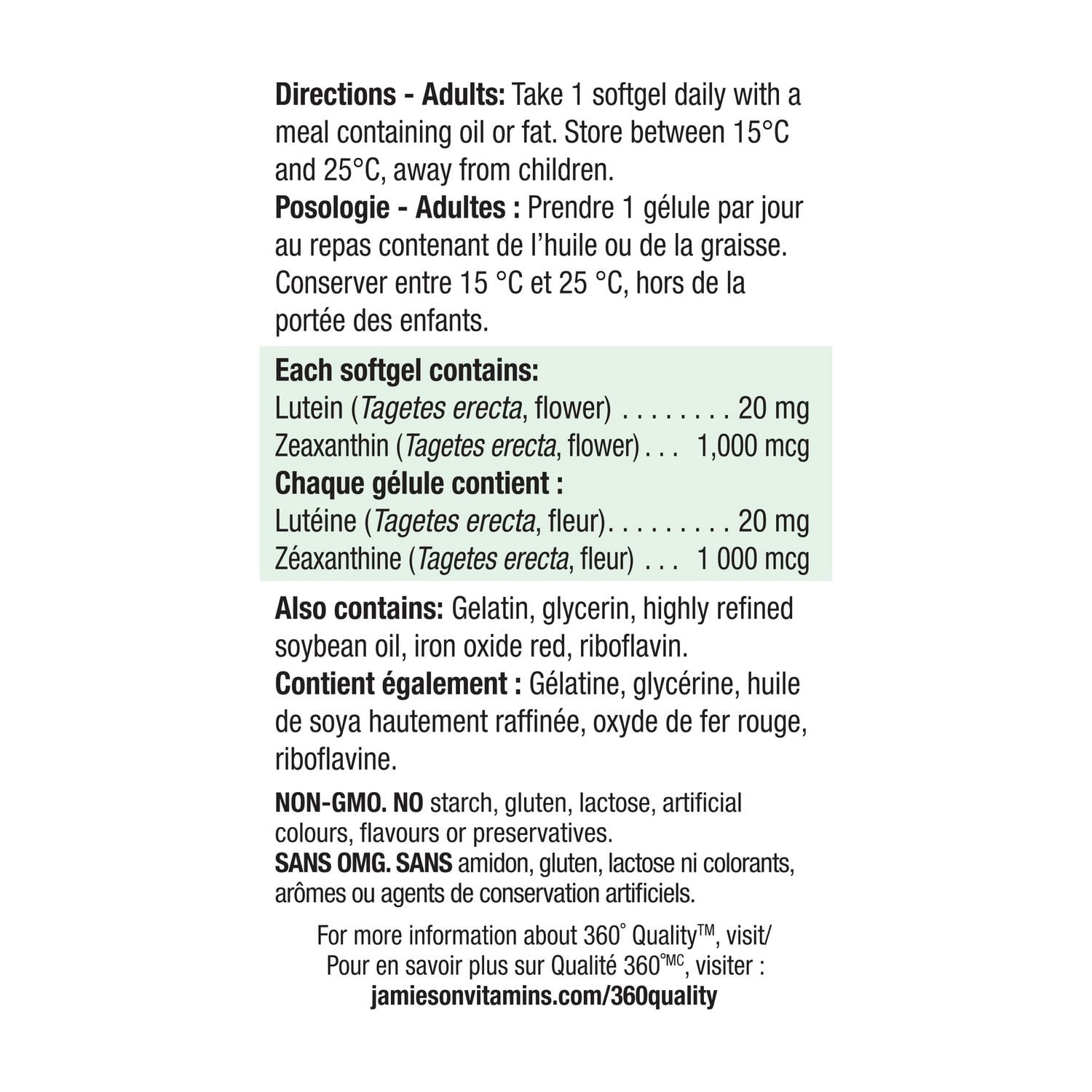Jamieson Lutein with Zeaxanthin Softgels, 20 mg, Extra Strength, 45 Count