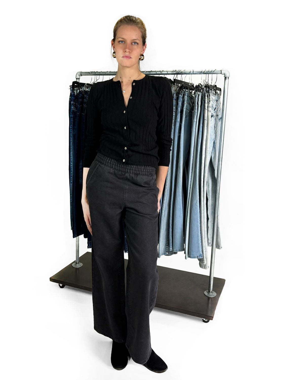 Jeaniologie ™ Ladies’  JN PULL ON SMOCKED BLACK
