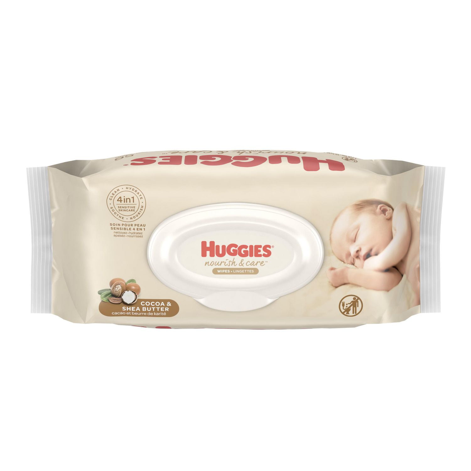 Lingettes Pour Bebes Parfumees Nourish Care De Huggies Cacao Et Beurre De Karite 1 Emballage A Couvercle Rabattable 56 Lingettes Par Emballage Walmart Canada