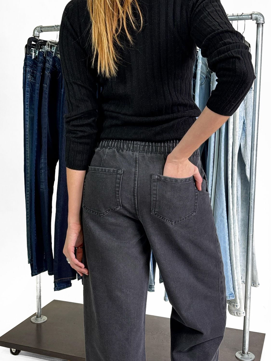 Jeaniologie ™ Ladies’  JN PULL ON SMOCKED BLACK