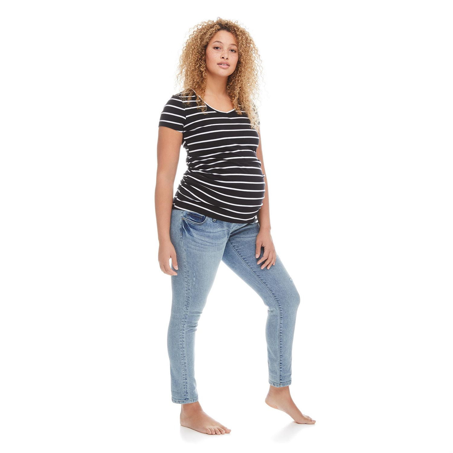 T-shirt à manches courtes avec encolure en V Paisley Sky Maternité Tailles P-TTG