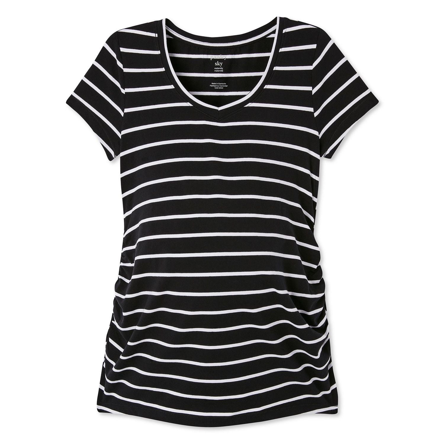 T-shirt à manches courtes avec encolure en V Paisley Sky Maternité Tailles P-TTG