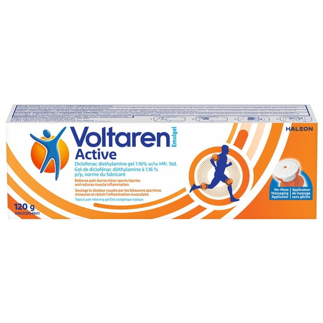 Voltaren Emulgel Active Topical Pain Relief Gel for Sports Injuries, Back, Joint & Muscle Pain, No Mess Applicator, 120g, 1.16% Diclofenac