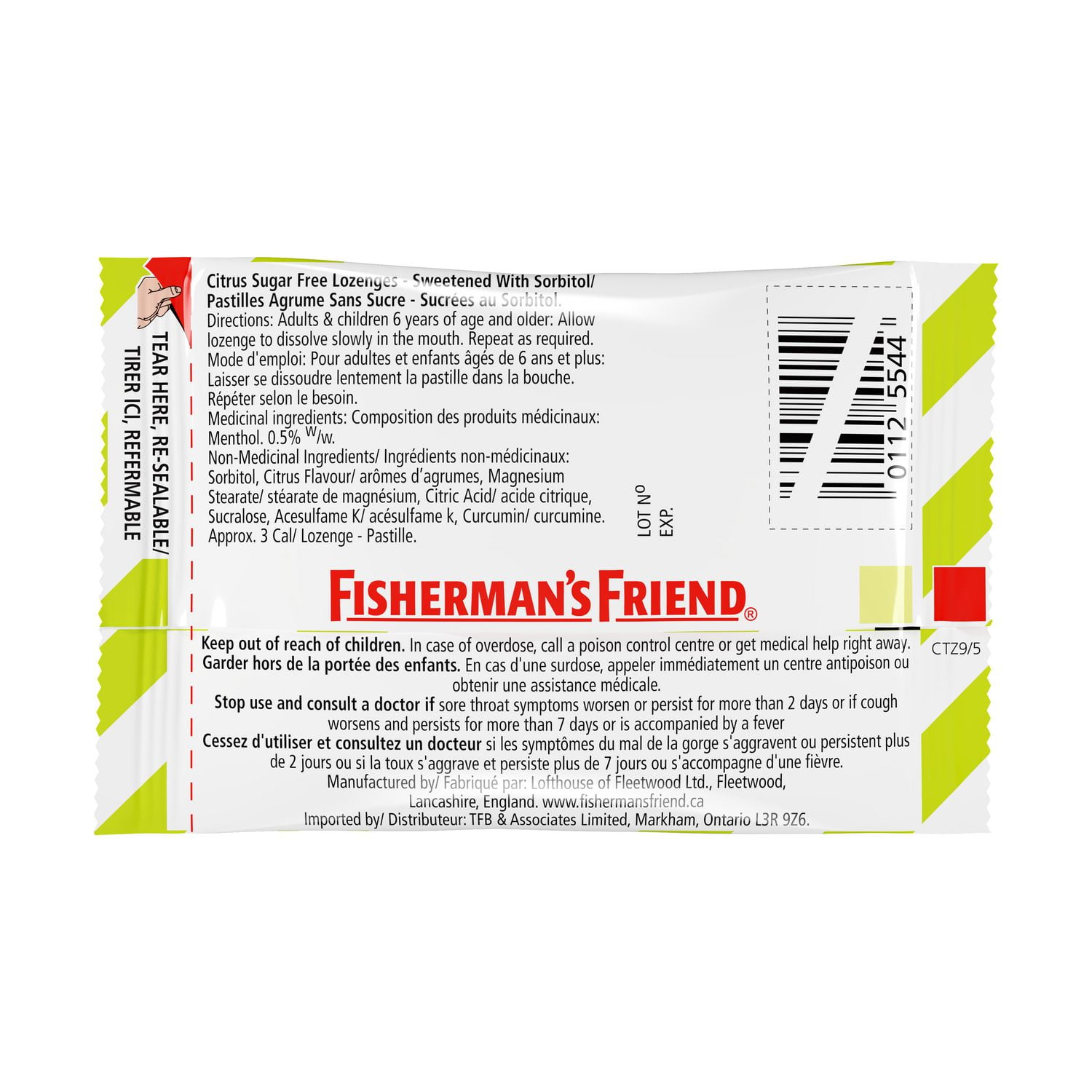 Fisherman's Friend Sucrose Free Cough Suppressant Lozenges, 22 Lozenges, Citrus