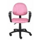 Chaise de travail Nicer Furniture de posture parfait de luxe en microfibre avec accoudoirs bouclés en rose – image 2 sur 4