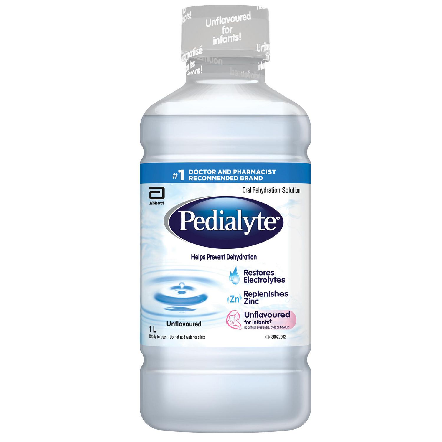 Pedialyte® Electrolyte Oral Rehydration Solution, Unflavoured, 1-L Bottle