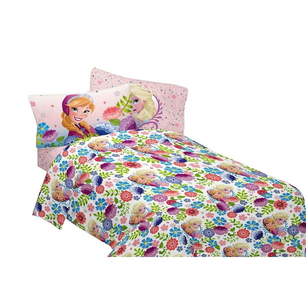 Ensemble de draps pour lit une place à motif floral « Floral Breeze » La Reine des neiges de Disney
