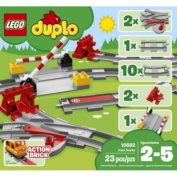 LEGO DUPLO Town Train Tracks Expansion Set 10882, Building Toys for  Toddlers with Red Action Brick, Gifts for 2 - 5 Year Old Boys and Girls