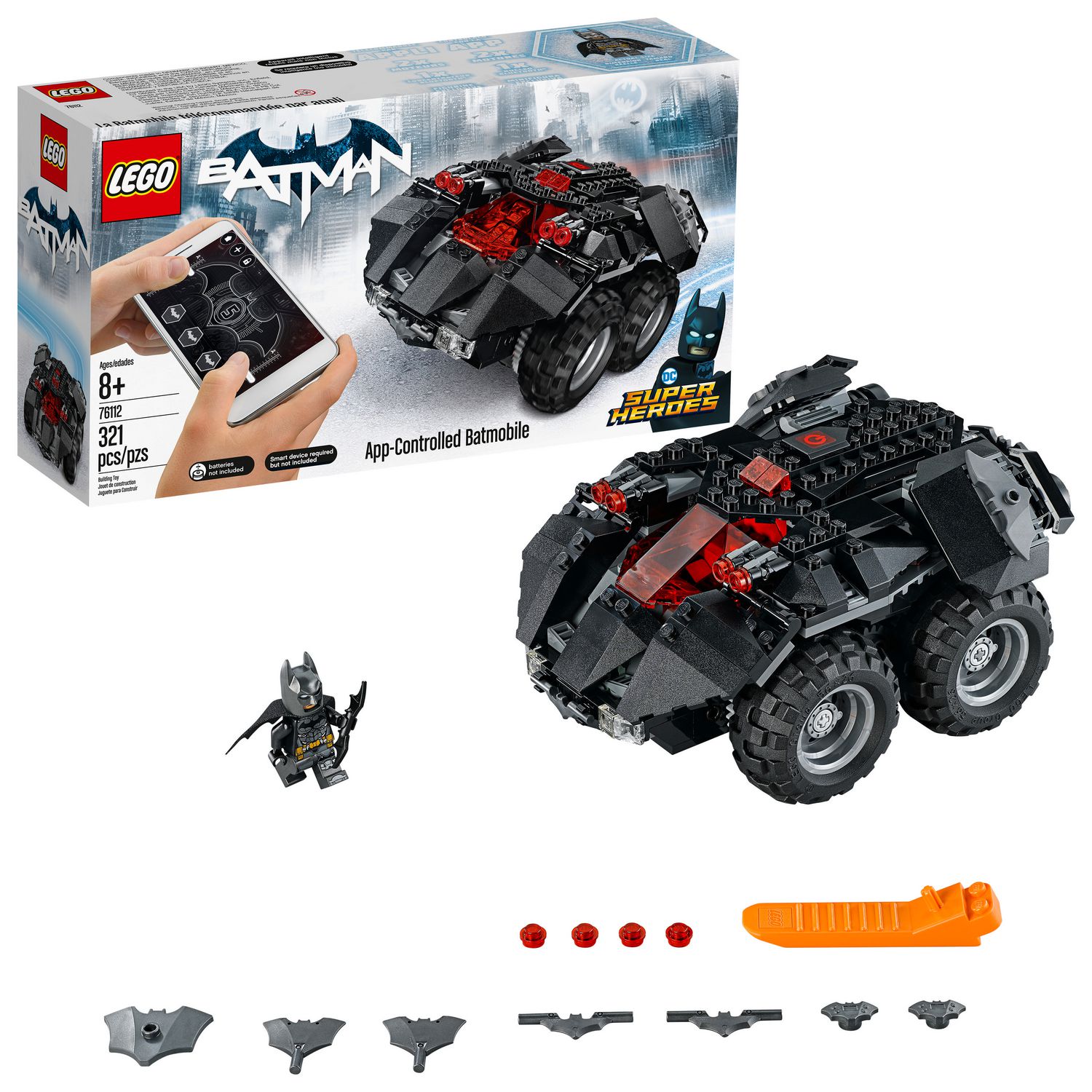 LEGO DC Super Heroes App Controlled Batmobile 76112 DC Batman Toy Building Kit 321 Piece Walmart