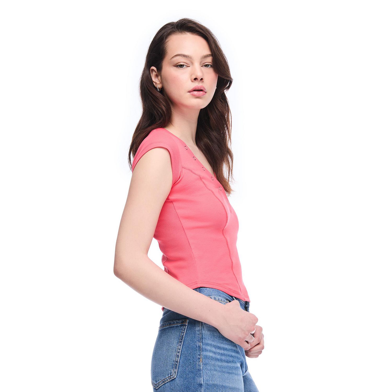 T-shirt henley No Boundaries pour femmes