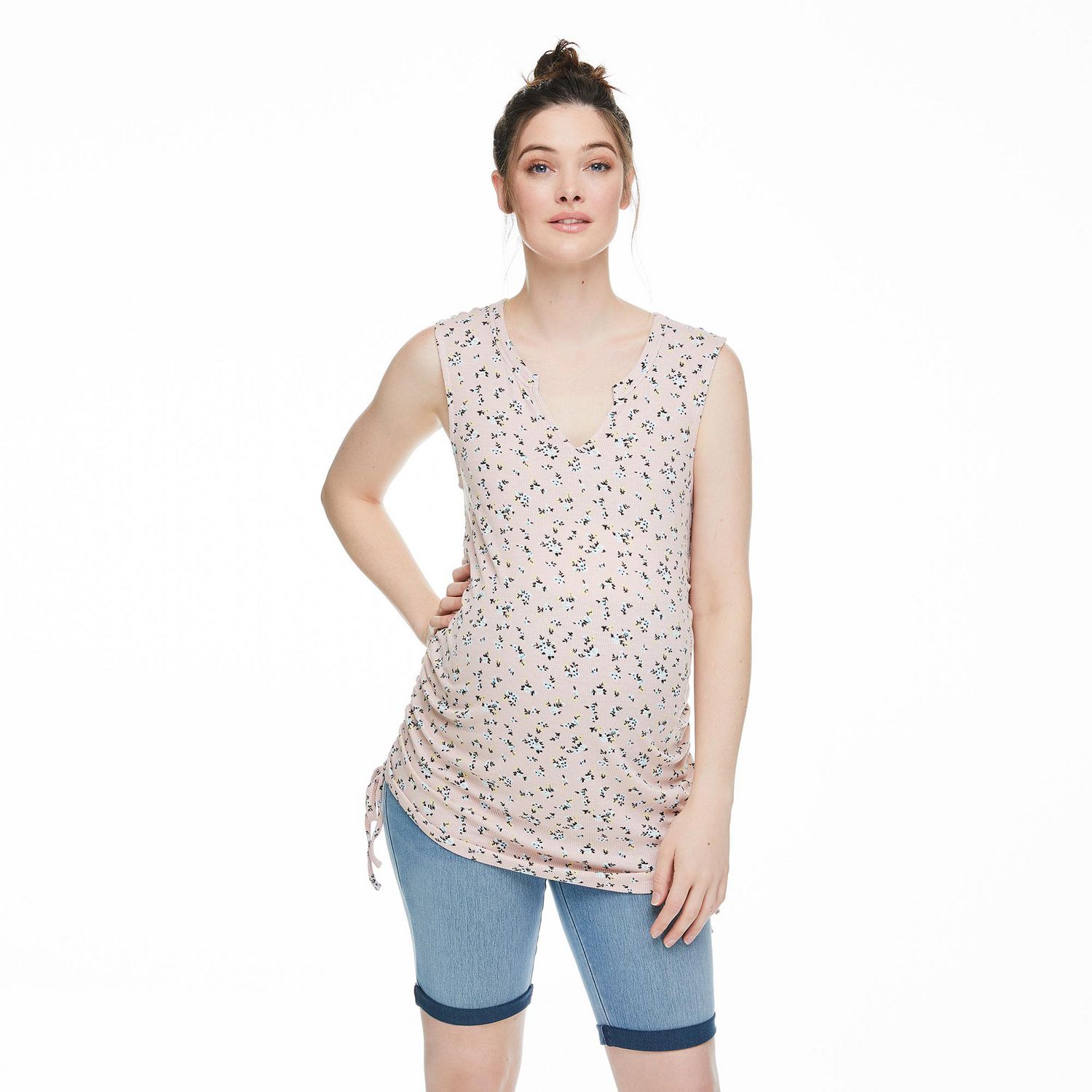 Débardeur côtelé et imprimé avec côtés ruchés Paisley Sky Maternit