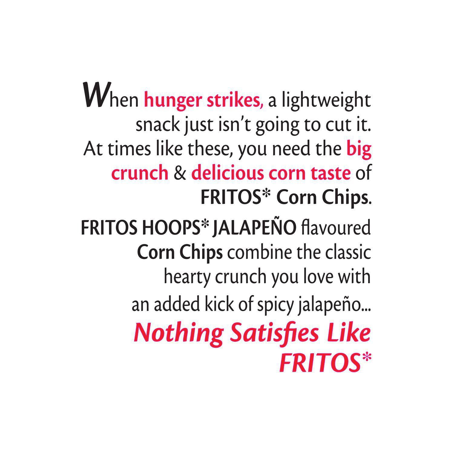 Fritos Hoops Jalapeño Corn Chips, 150g