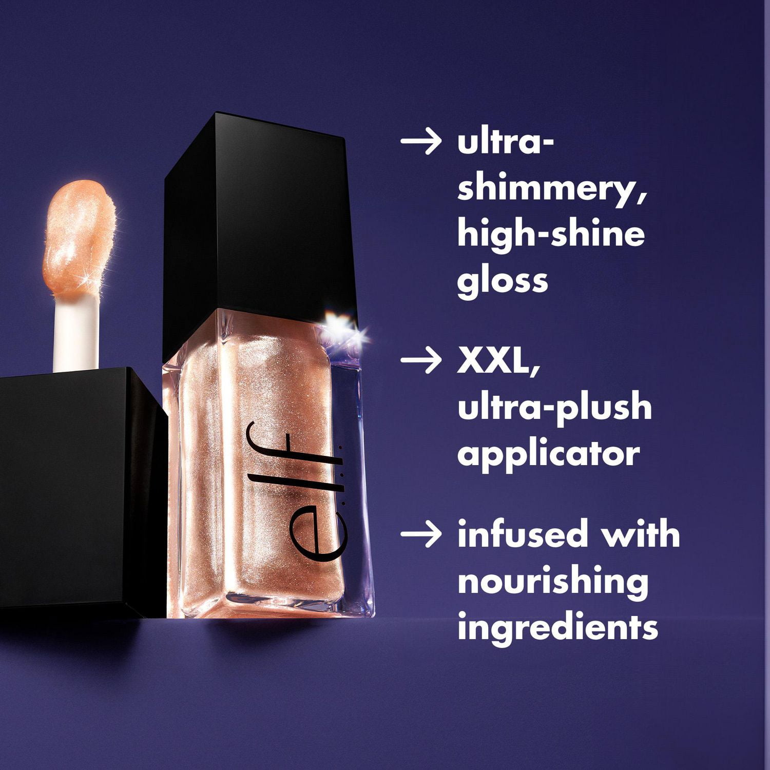 e.l.f. Cosmetics Glow Reviver Lip Oil Glimmer, High-shine finish