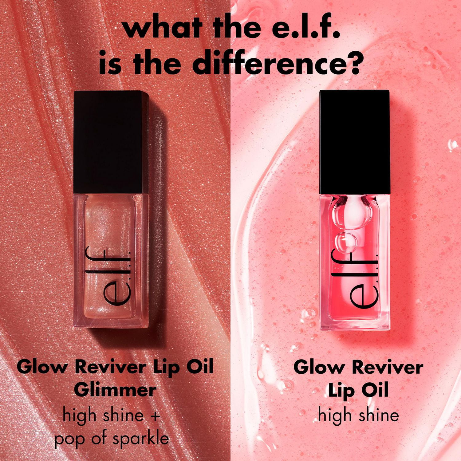 e.l.f. Cosmetics Glow Reviver Lip Oil Glimmer, High-shine finish