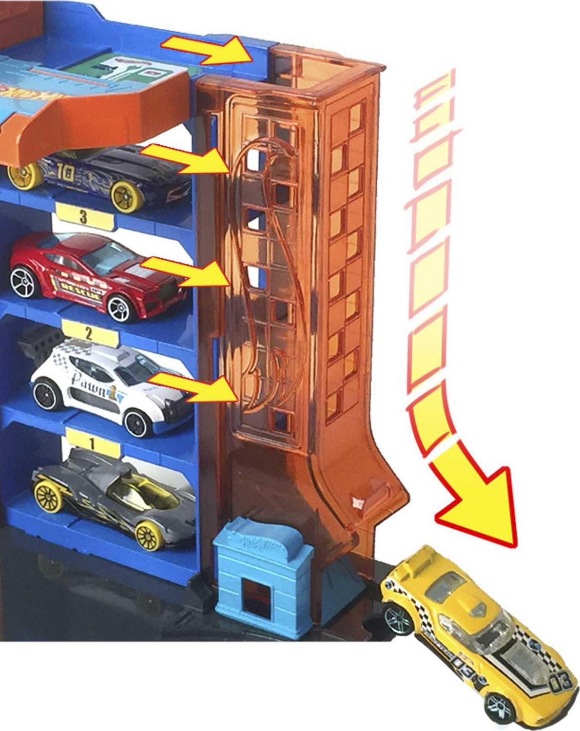 Hot wheels cars store parking garage