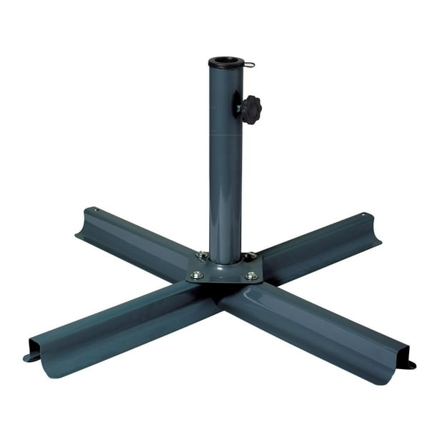 Support de parasol en forme de T en acier gris foncé adaptable de CorLiving