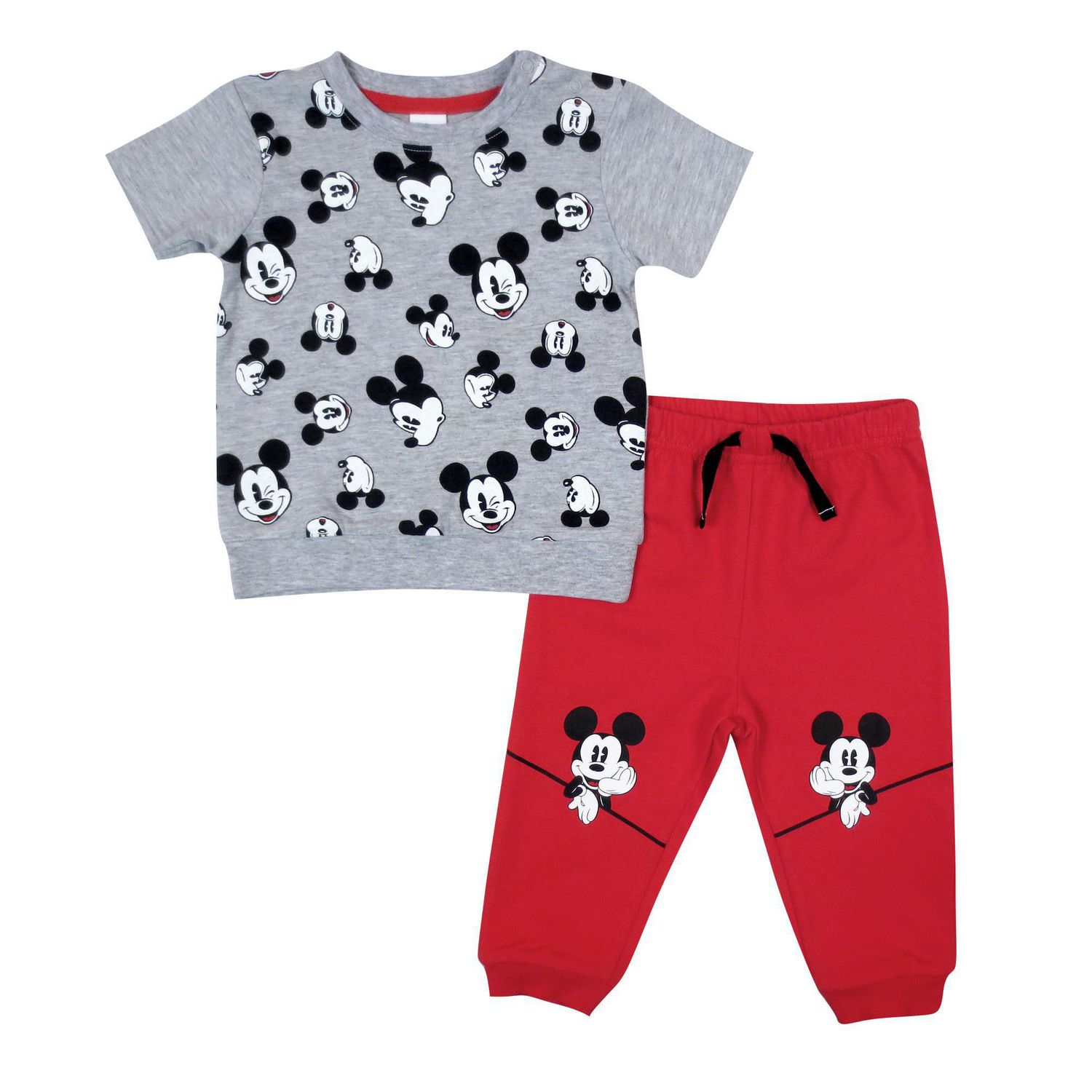 Disney Boys Mickey Mouse short sleeve jersey Top and french terry