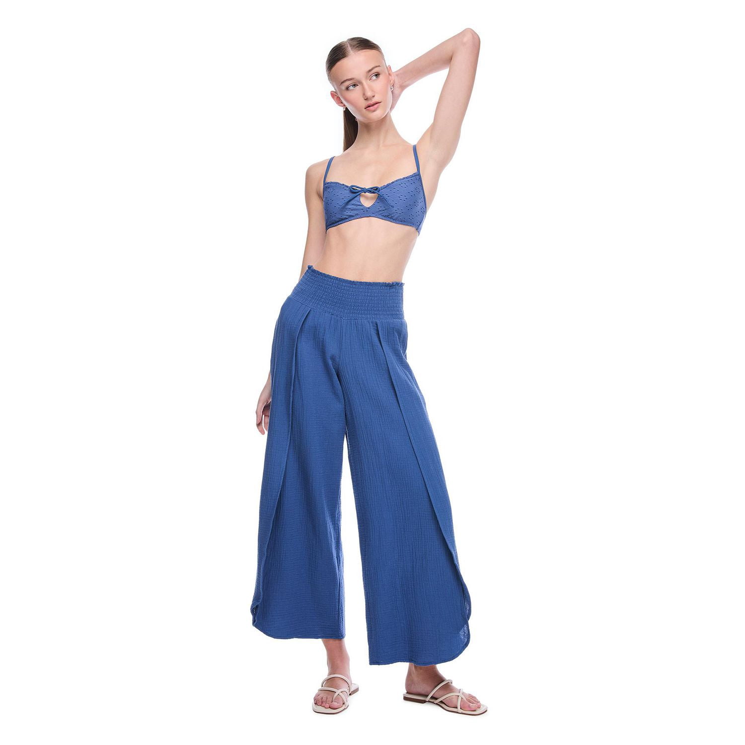 No Boundaries Women's Crinkled Pant Cover-Up