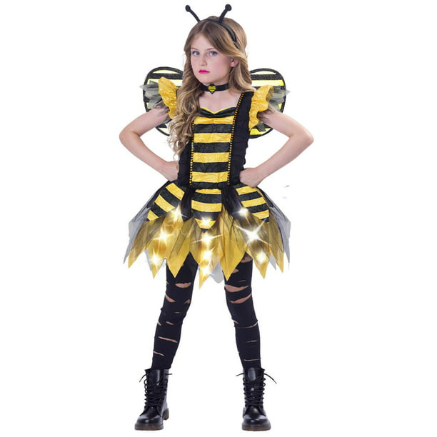 Déguisement lumineux d’abeille punky Halloween pour filles