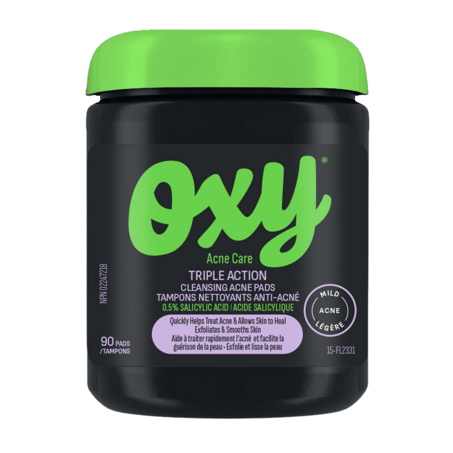 Oxy Triple Action Cleansing Acne Pads with Clinically Proven Salicylic Acid (0.5%) – For Mild Acne - Exfoliates, Helps Treat, and Prevent Breakouts – Paraben & Preservative Free - Dermatologist Tested