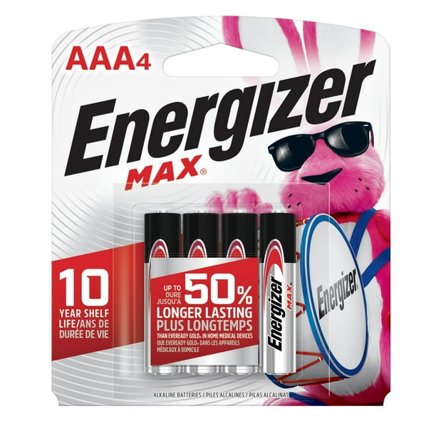 Piles alcalines AAA Energizer MAX, emballage de 4 Paquet de 4 piles