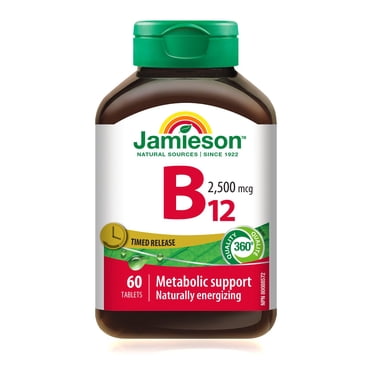 Jamieson comprimés vitamine B12 à libération prolongée, 2500 mcg, 60 comprimés