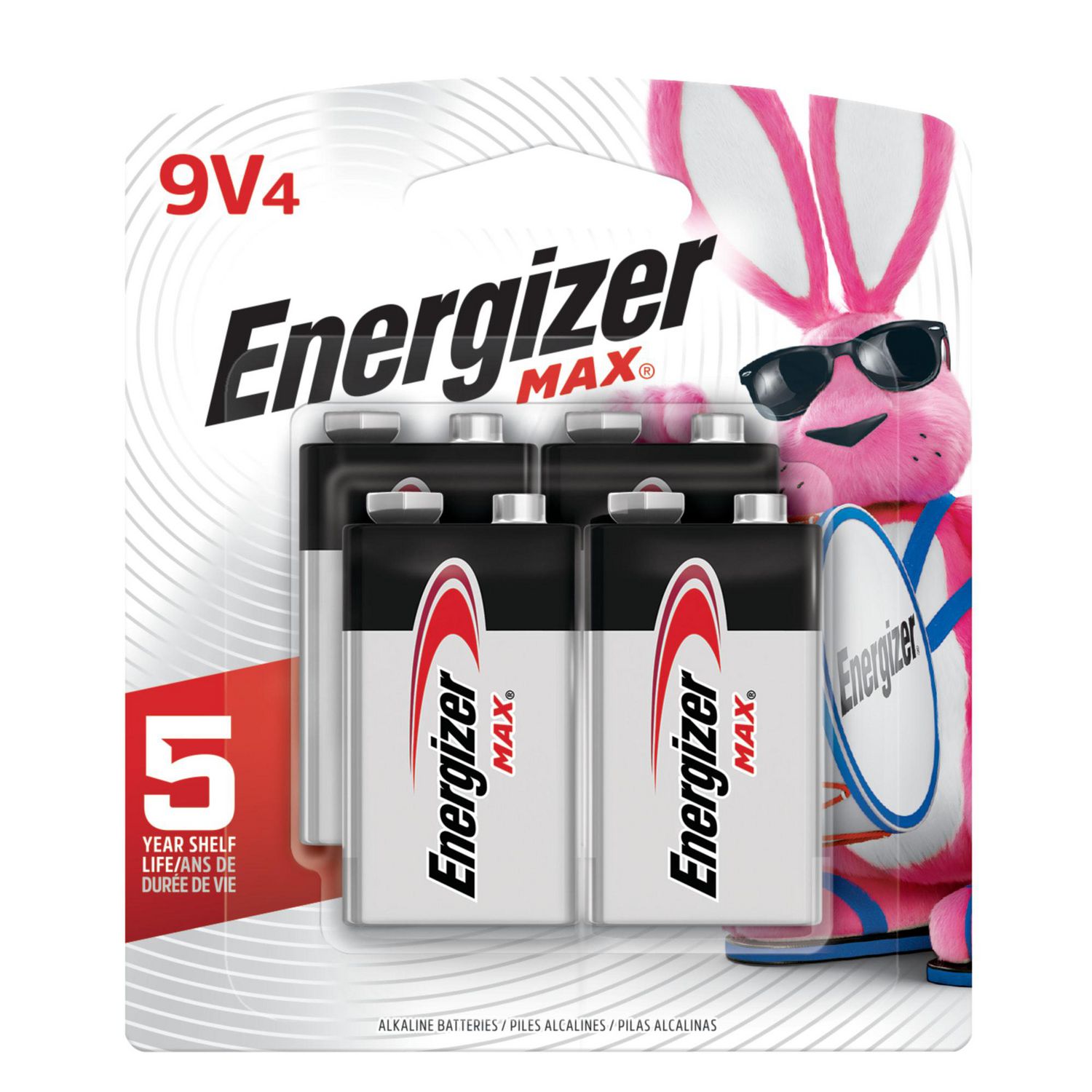 Piles alcalines 9 V Energizer MAX, emballage de 4 Paquet de 4