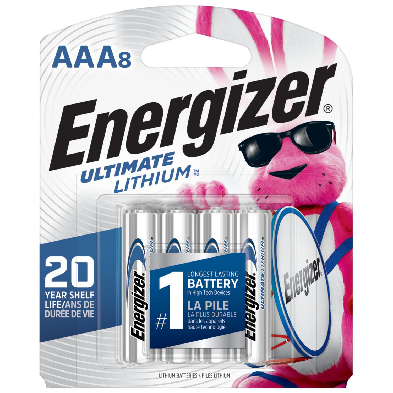 Piles AAA Energizer Ultimate Lithium (emballage de 8), emballage