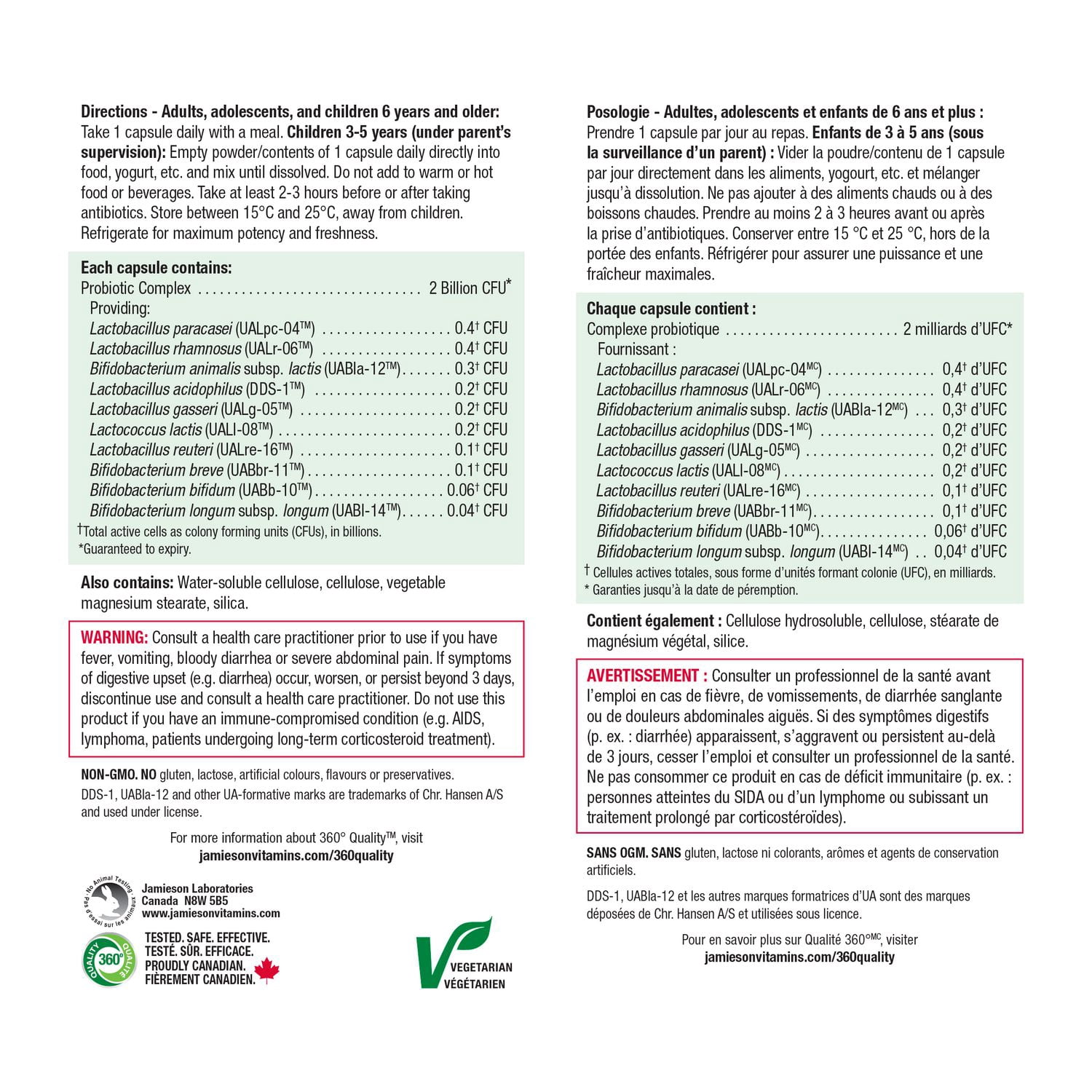 Jamieson Acidophilus Capsules, 2 Billion CFU, Super Strain, 100 Count, 90 Caplets