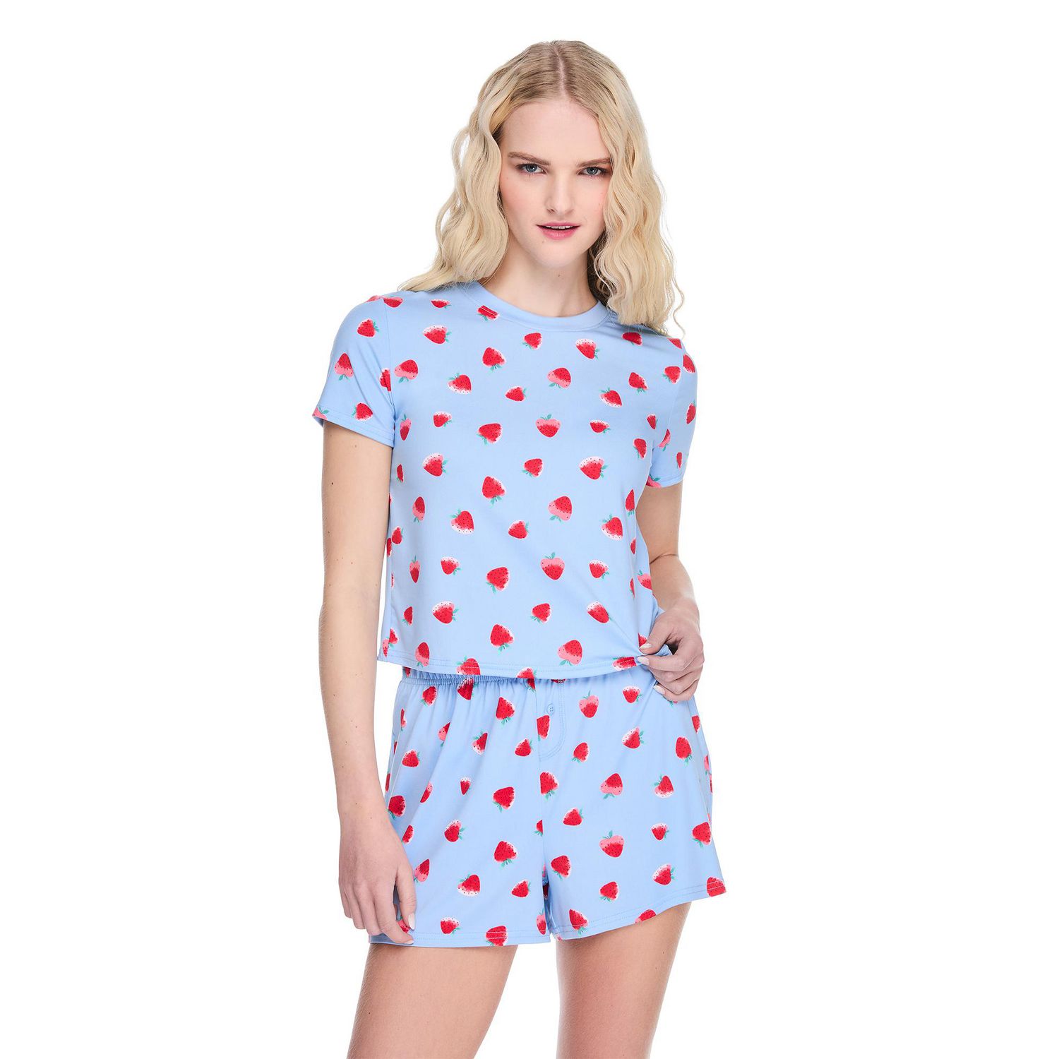 No Boundaries Women's Two Piece Short Pajama Set