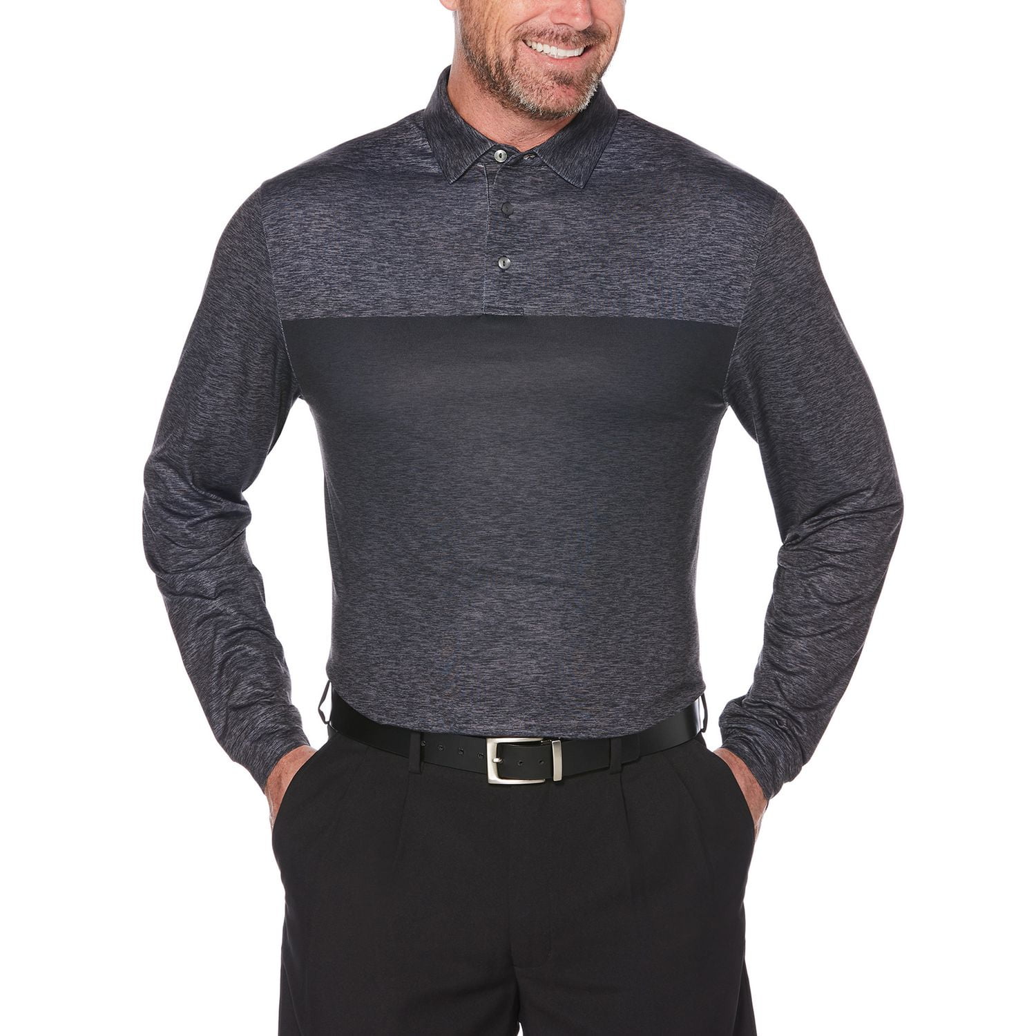 Ben Hogan Performance - Polo à manches longues à manches longues couleur Heather pour hommes