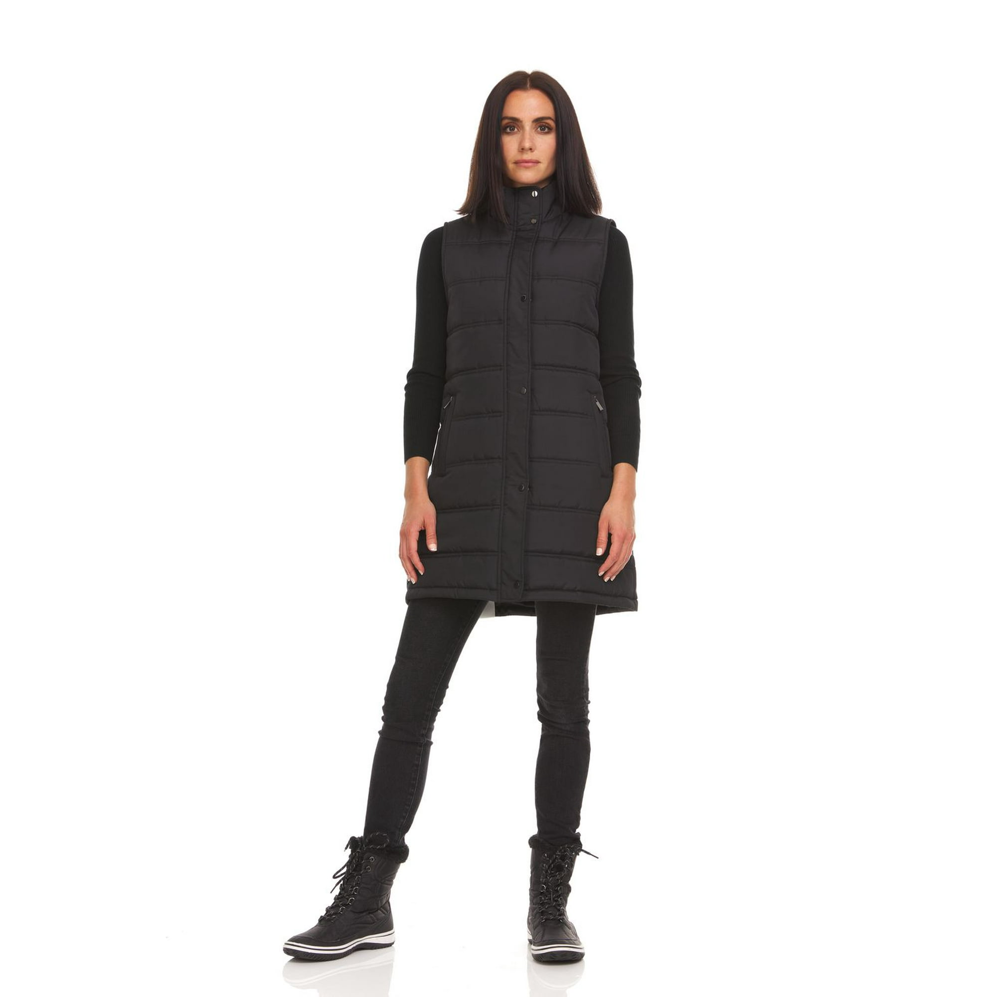 Swiss Tech Hooded Vest with Cinched Waist, Terra & Sky Long Sleeve T-Shirt,  Time and Tru Faux Leather Leggings and Chelsea Boots - Walmart Finds