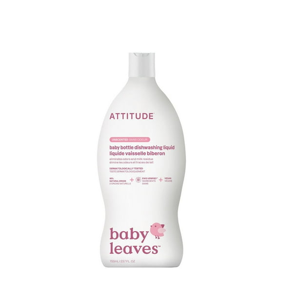 ATTITUDE baby leaves, Baby Bottle & Dishwashing Liquid, Unscented, 700 mL