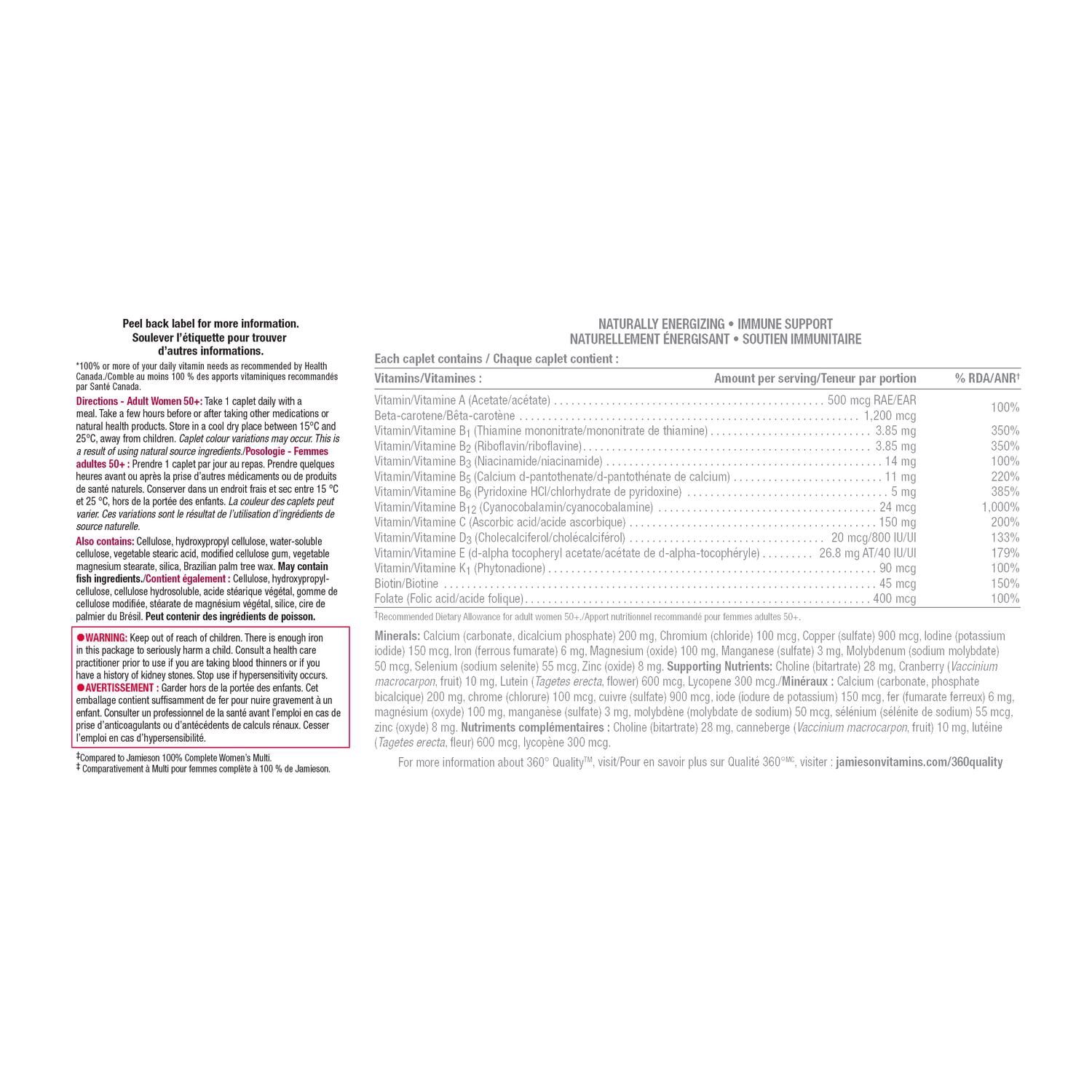 Jamieson multivitamine 100 % complète femmes 50 ans et plus, 160 caplets