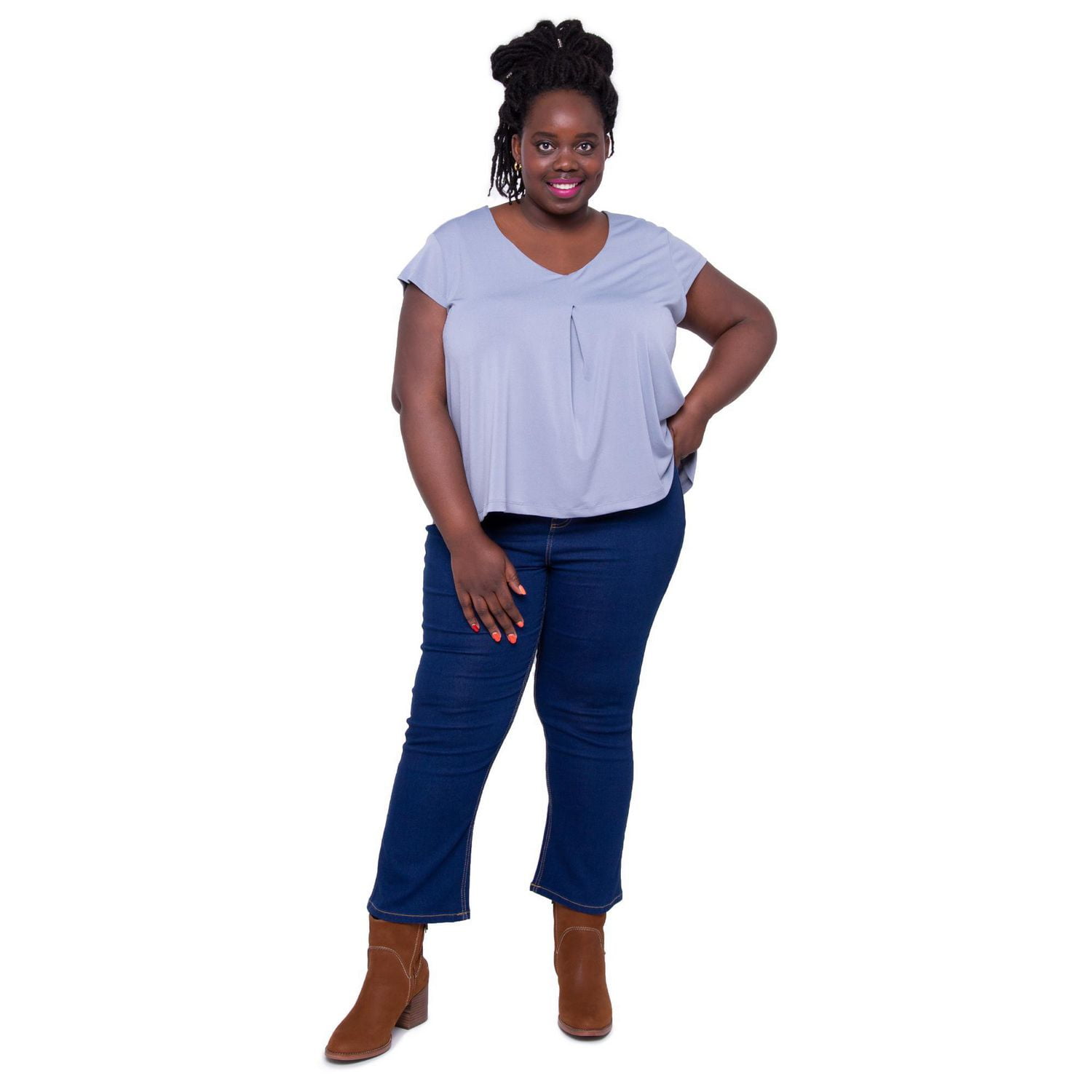 Plus size cropped on sale wide leg jeans