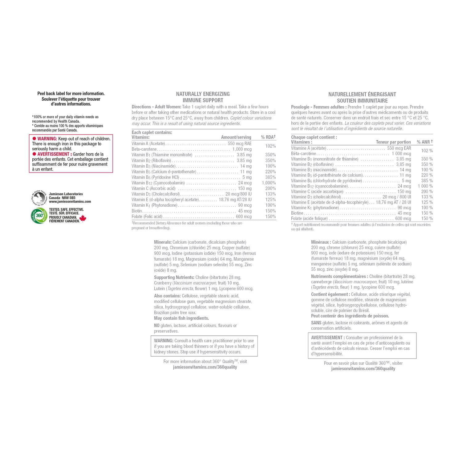 Jamieson multivitamine 100 % complètes pour femmes, 115 caplets