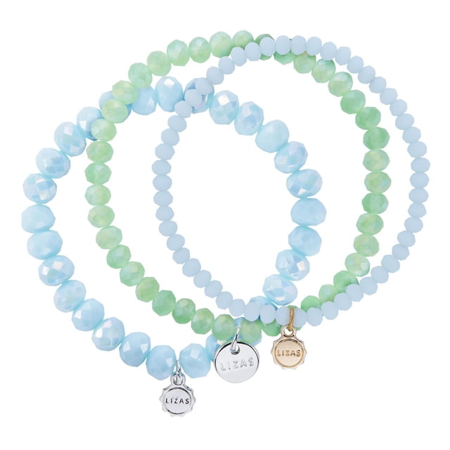 Quintessential – Ensemble de 3 bracelets Aqua en verre perlé