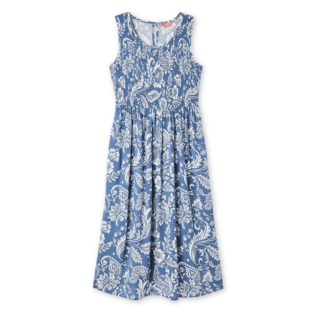Robe longue sans manches à smocks Iyla pour femmes