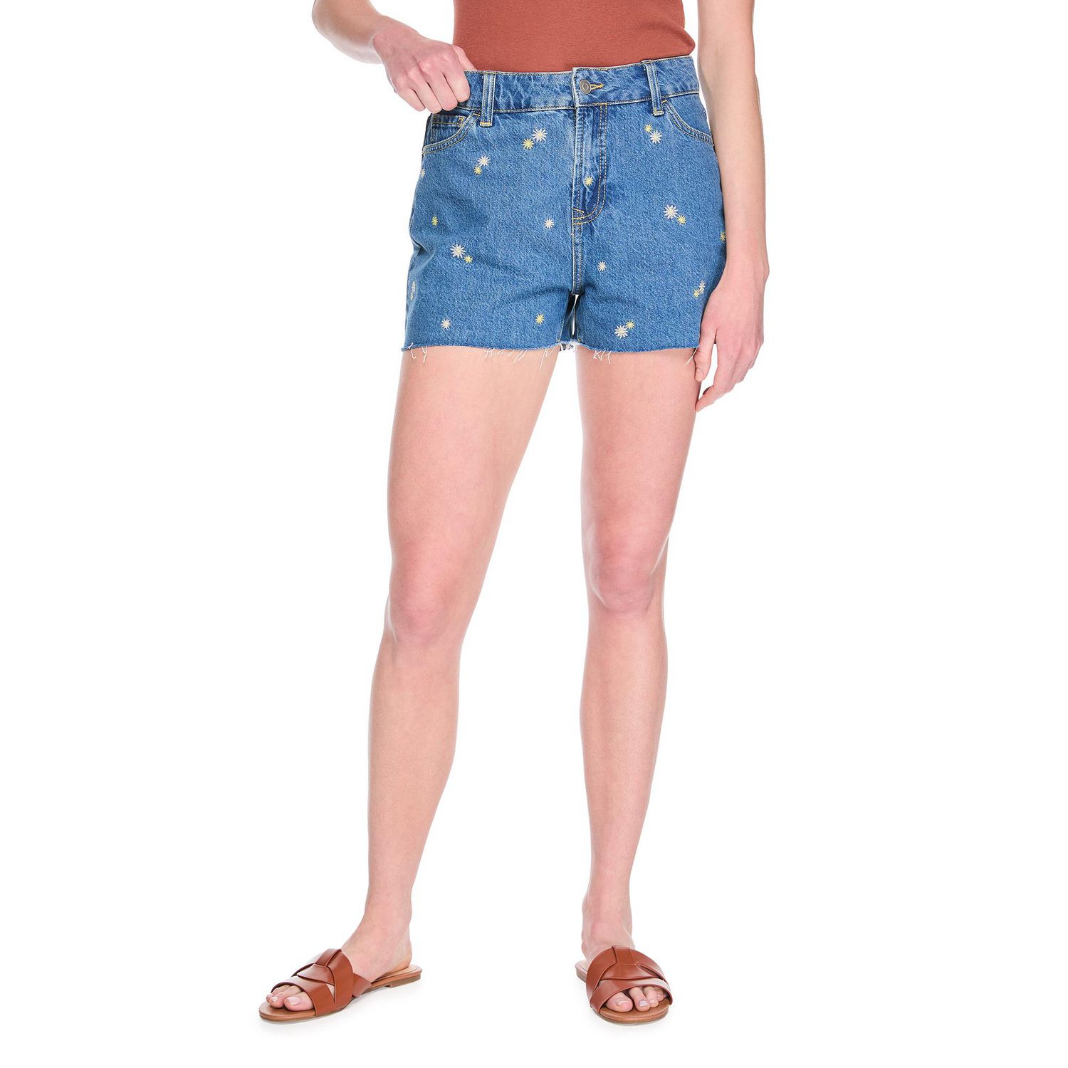 Short en denim décontracté avec broderies 3 po George pour femmes