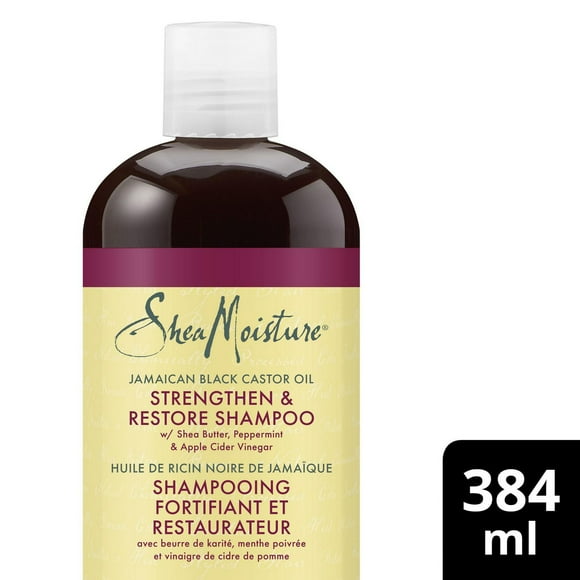 SheaMoisture Jamaican Black Castor Oil Stengthen & Restore shampoo for Damaged Hair with Shea Butter, Peppermint & Apple Cider Vinegar To Cleanse and Nourish Hair, 384mL