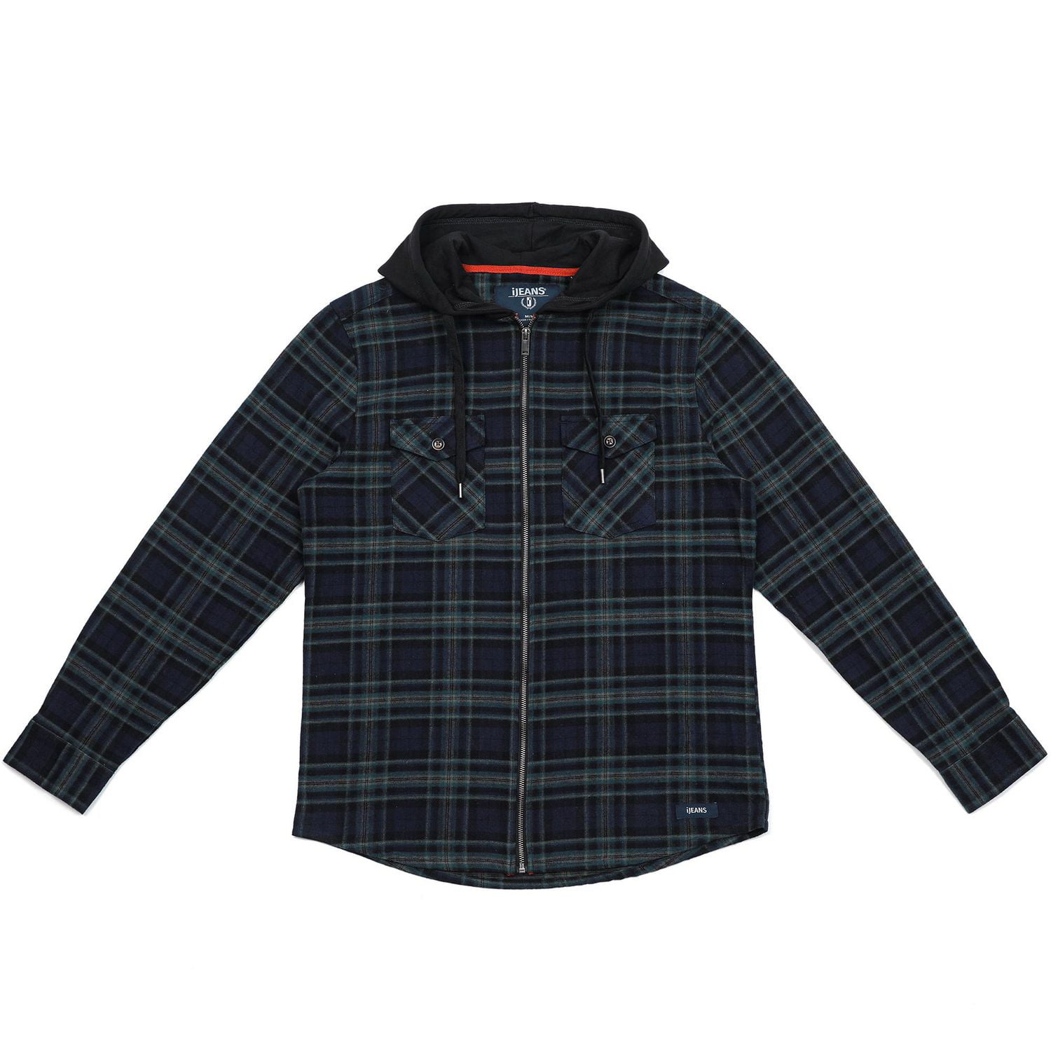 IJEANS MENS FULL ZIP HOODED FLANNEL