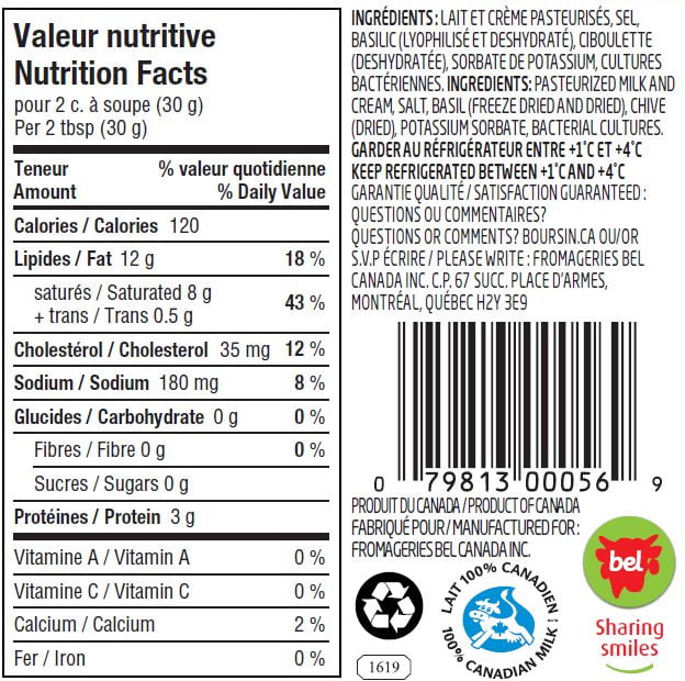 Fromage Boursin Basilic et Ciboulette 150g