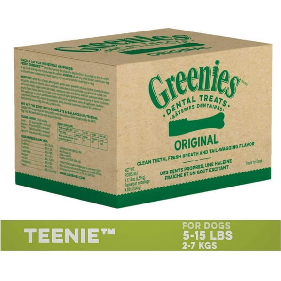 Gâteries dentaires naturelles pour chiens GREENIES Original format TEENIE