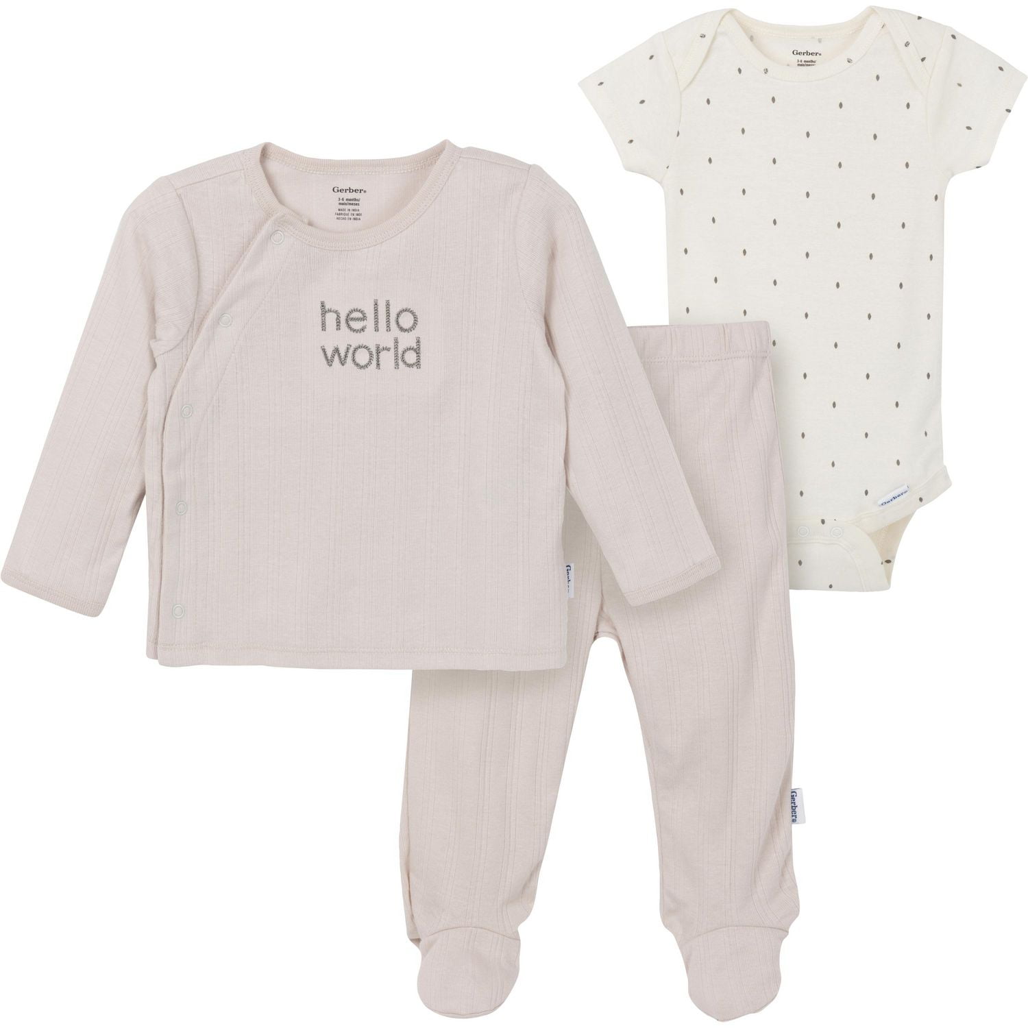 Gerber Childrenswear - Onesie + Shirt Pant Set, 3 Piece Set