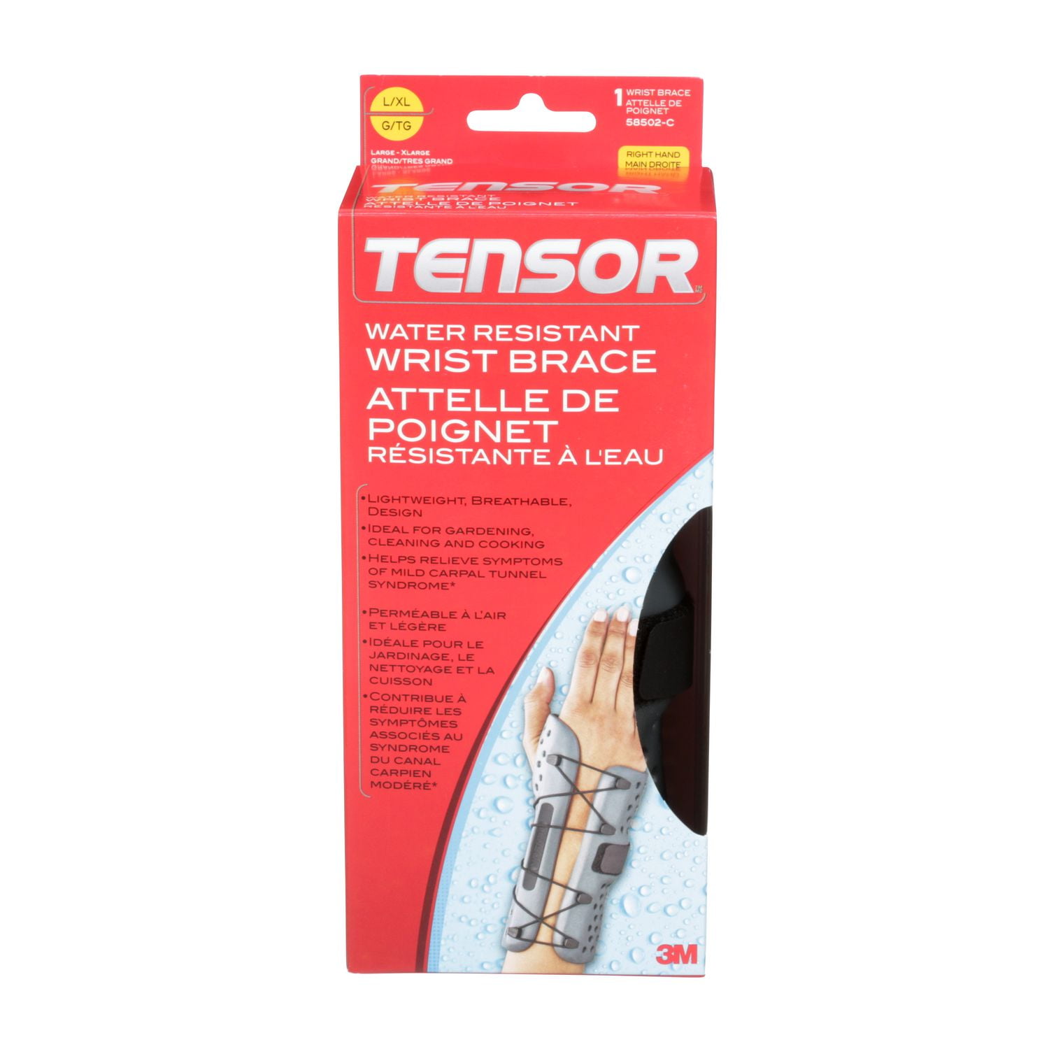 Tensor™ Water Resistant Wrist Brace, Right Hand, Large/XLarge