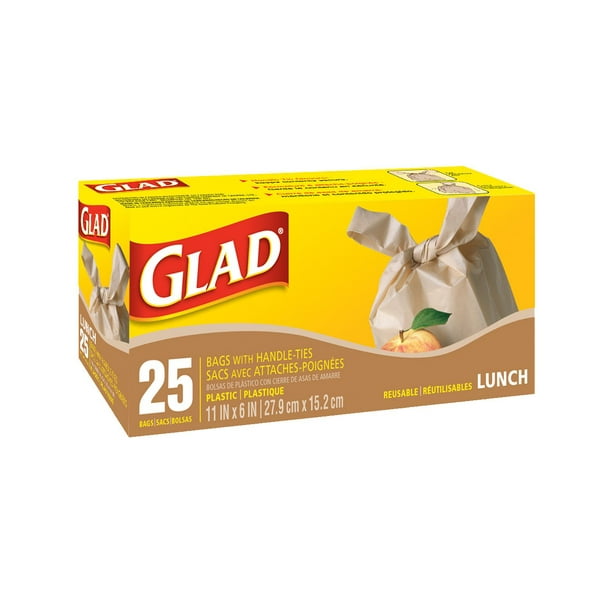 Sacs à lunch avec attaches-poignée de GladMD - paq. de 25