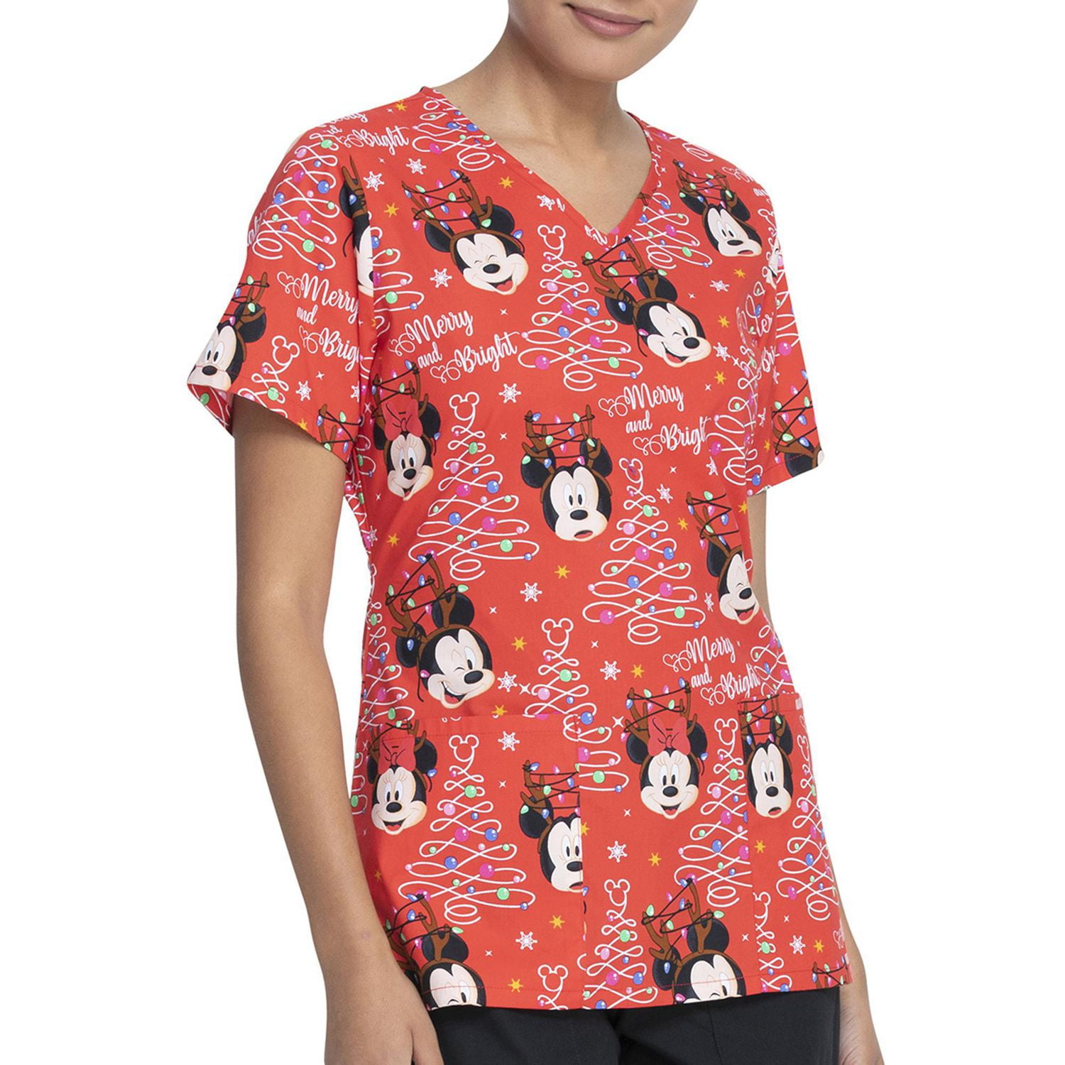 Disney's "Sparkle Mickey" VNeck Print Scrub Top Walmart Canada