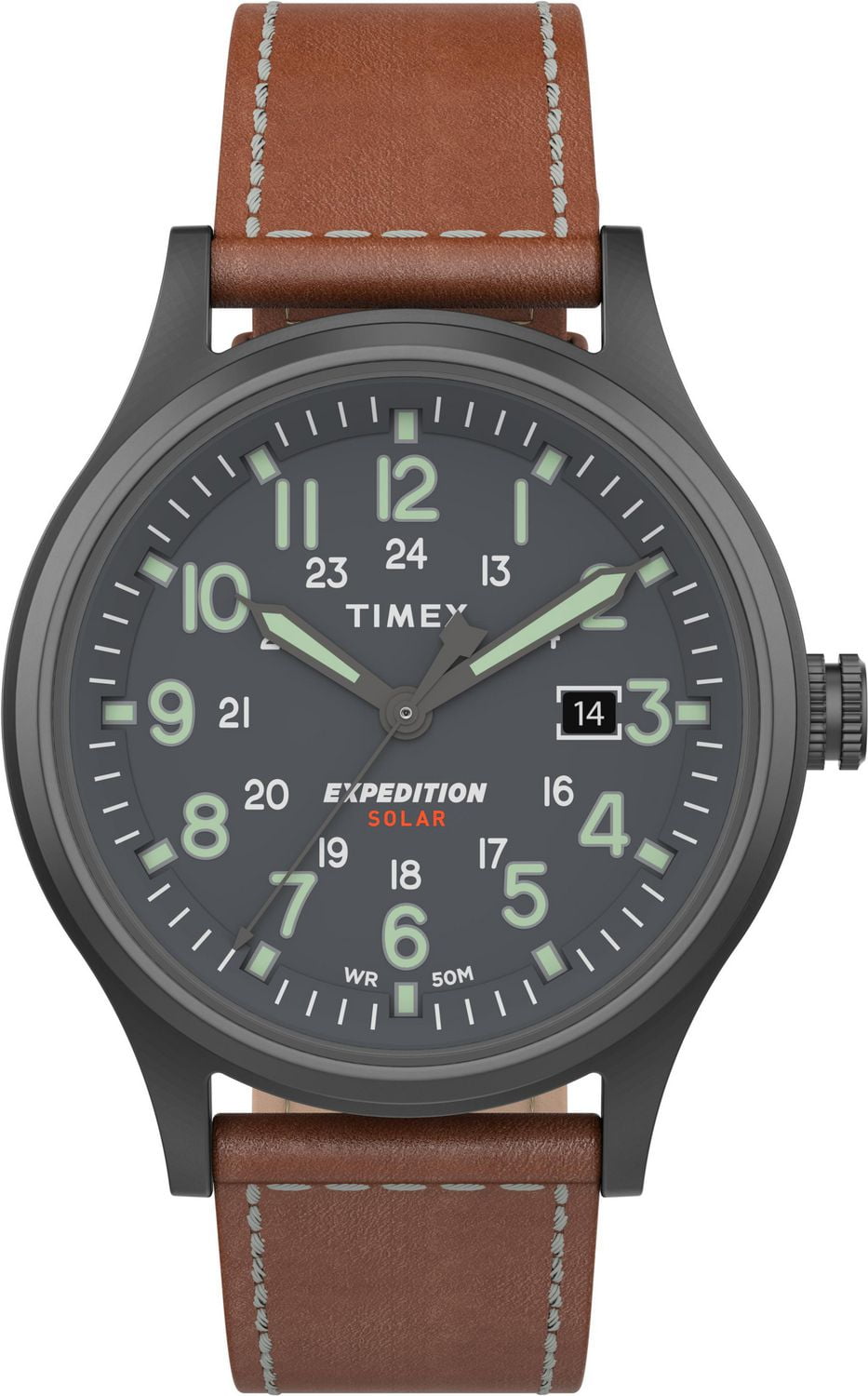 Timex Expedition Scout Solar Analog 40mm Leather Strap Watch